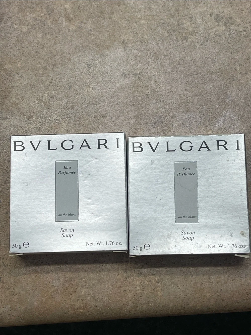 Bulgari Au Thé Blanc Women's Scented Soap - White two boxes new